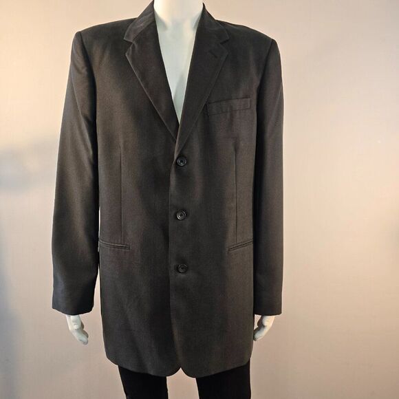 Mens Claiborne 42L Black Blazer Suit Jacket 3 Button Lined - Picture 1 of 10